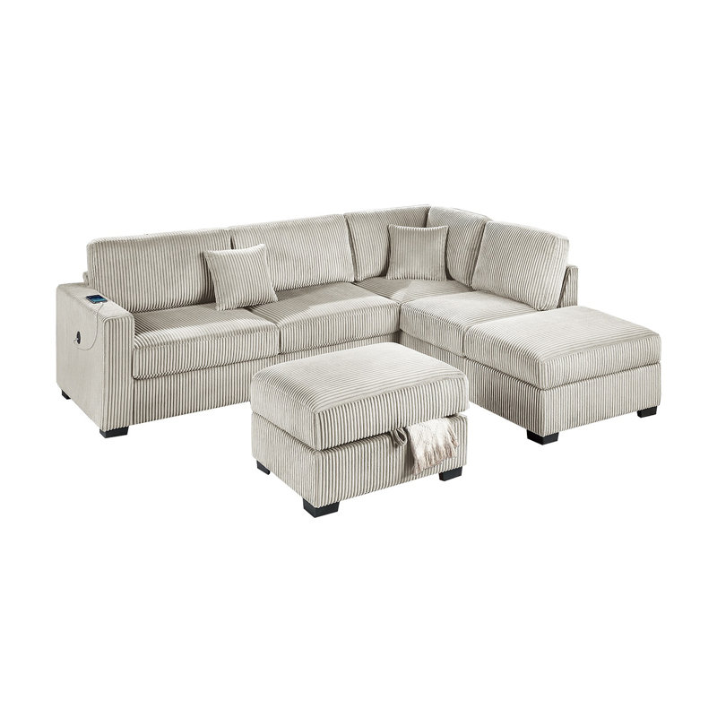 Canapé modulaire réversible en velours côtelé Camel