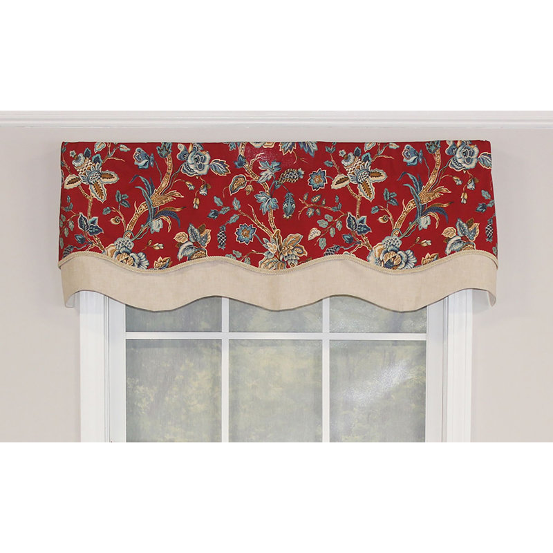 Gianna Glory Cotton Floral Scalloped Window Valance, Spa