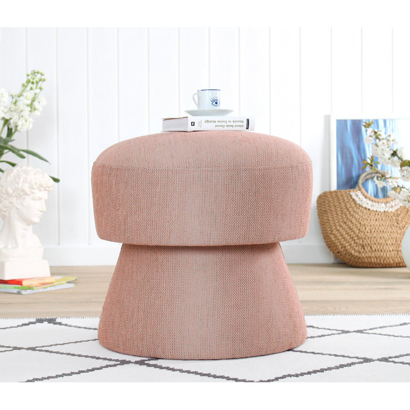 Élégant pouf rose, 17,7 po de hauteur x 18,9 po de diamètre | 50% coton / 50% lin, 35 éponges orthopédiques, épaisseur: 2,4 po | Parfait pour les sièges, la décoration et le confort dans les salons, les chambres et les chambres de bébé