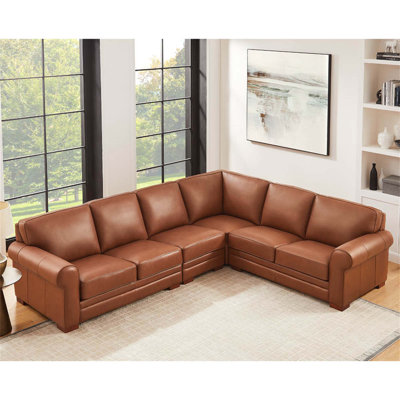 Brookfield Leather L-Shaped Convertible Sectional