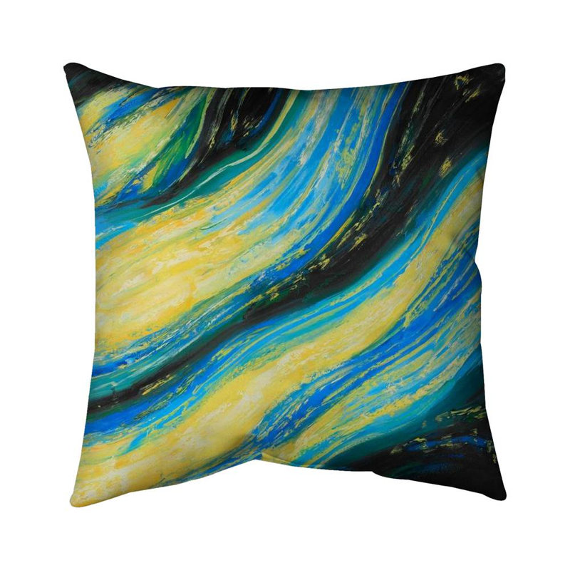Liquid magic wave - 16"x16" Throw pillow cover - Poly twill - Print on demand, Blue