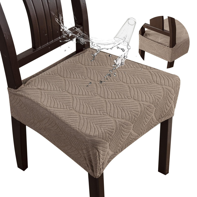 Ensemble de 4 housses de chaise de salle à manger amovibles et lavables, housses de protection pour coussin de siège en jacquard extensible