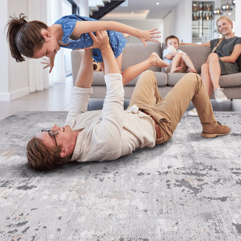 Grey Multi Area Rug, Stain And , Ideal For Dining Room Nursery Abstract Rug Living Room, Bedroom, Non-shedding , Stylish Home Decor
