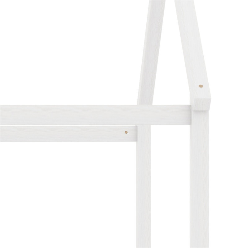 Lit double en bois Ajanay avec clôture et porte, Blanc