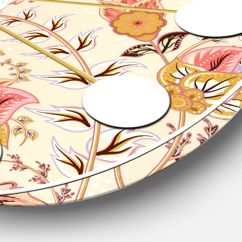 Paisley oriental floral - horloge murale moderne Mid-Century, Surdimensionné