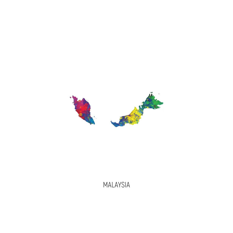 " Malaysia Map " by Michael Tompsett, 40" H x 26" W x 1.5" D