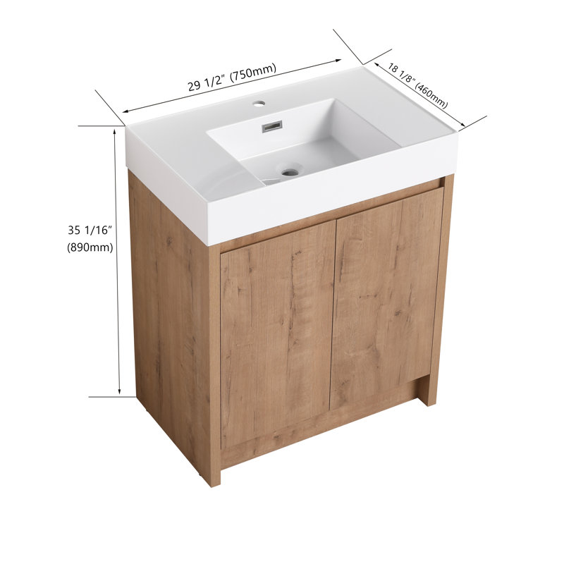 Joandre 29.57'' Single Bathroom Vanity with Resin Top
