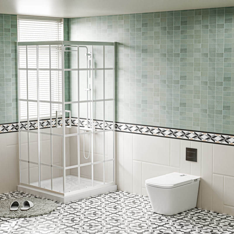 Enclo 36" W X 36" D X 71" H Framed Square Shower Enclosure With 1/4"clear Tempered Glass, White