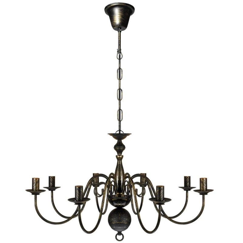 8 - Light Candle Style Chandelier, Black