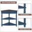 33.8'' Small Triangle Corner Table, Wood Corner Side Table For Small Spaces/ Living Room, 3 Tier End Corner Table With Solid Wood Legs, Navy Blue And Espresso Top