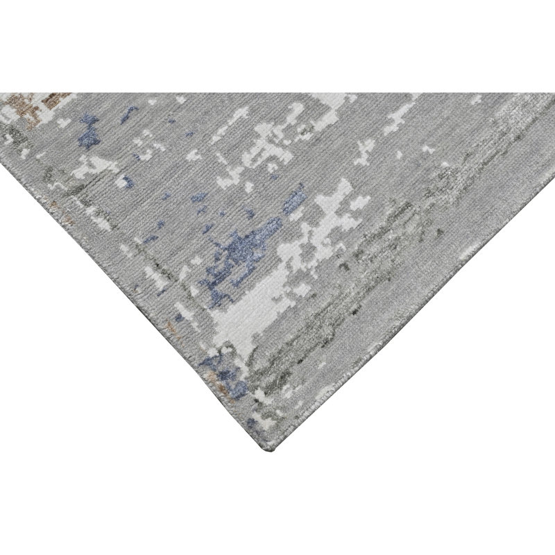 High-Quality Hand-Knotted Silver And Grey Area Rug