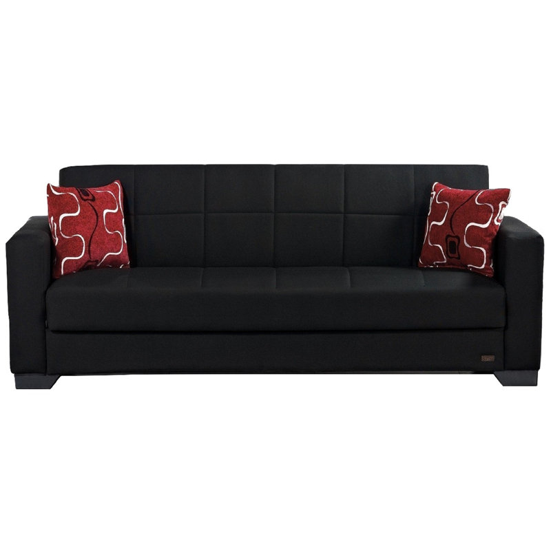 Advika Twin 82'' Upholstered Convertible Sofa, Black