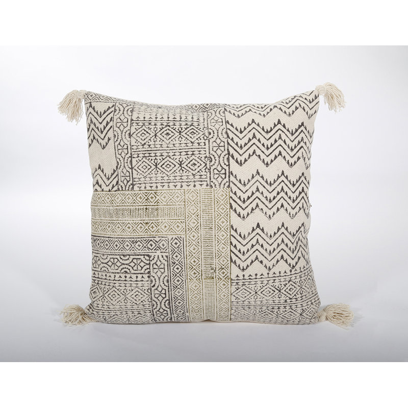 Emerie Tassels Cotton Reversible Throw Pillow