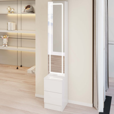 Longueur: 11,8 po x largeur 15,7 po x hauteur 63 po, armoire à miroir à DEL, armoire à cosmétiques, armoire à bijoux, 3 couleurs, luminosité réglable, très grand miroir, rangement multicouche à grande capacité