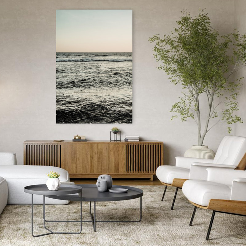 Art contemporain, art côtier paisible serein minimaliste, H 48 po x l 32 po