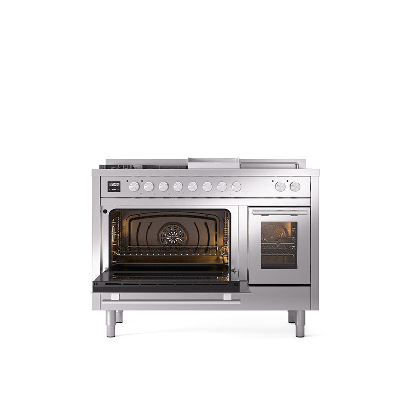 ILVE ProfessionalPlus II 48 Dual Fuel Range, knobs, Stainless Steel, Liquid Propane