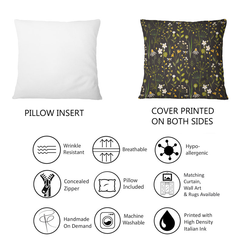 Fleurs sauvages abstraites dans la prairie - Coussin décoratif imprimé moderne