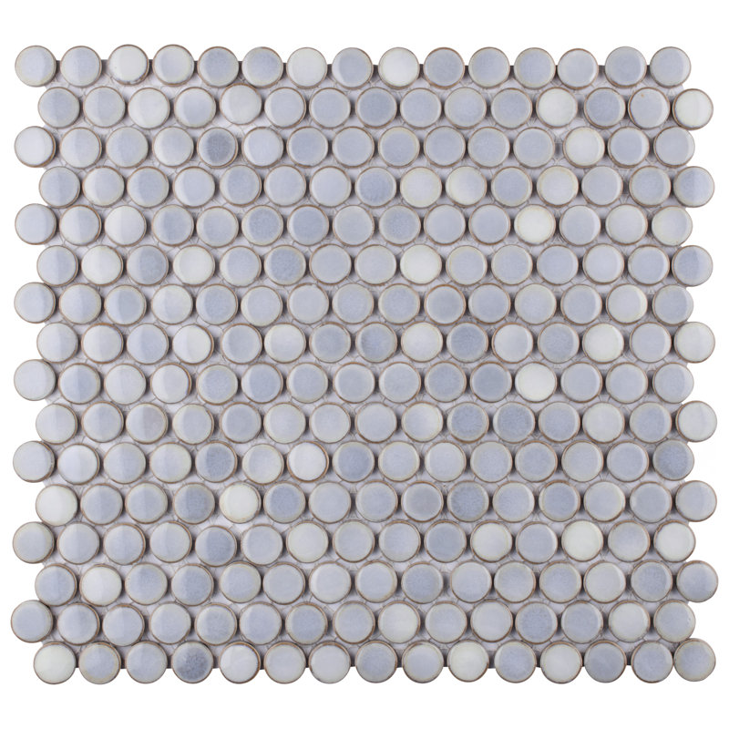 Hudson Penny Round .80" x .80" Porcelain Penny Round Mosaic Wall & Floor Tile, Gray