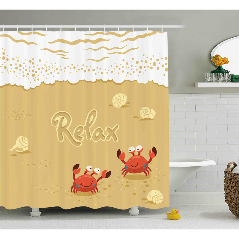 Rideau de douche simple à imprimé à motif de fêtes amusantes avec jolies crabes Lucile, H 70 po x l 69 po