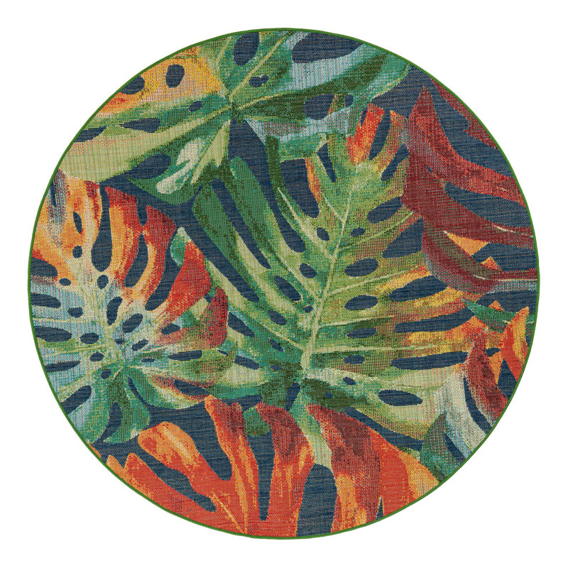 Floral Indoor / Outdoor Rug, Round 7'10"
