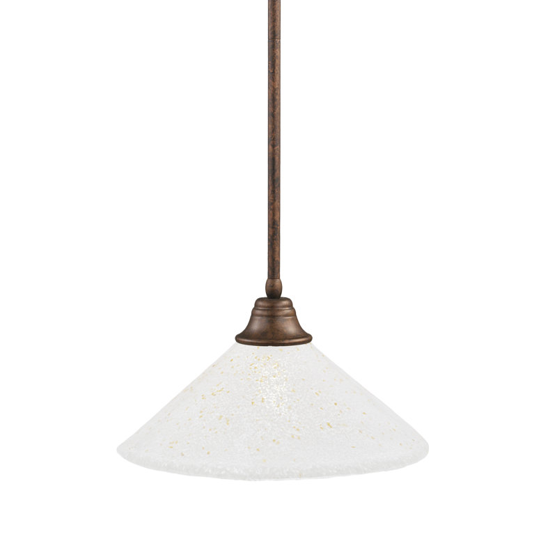 Stem Hung Pendant With Glass, Bronze, 16", Gold Ice Glass