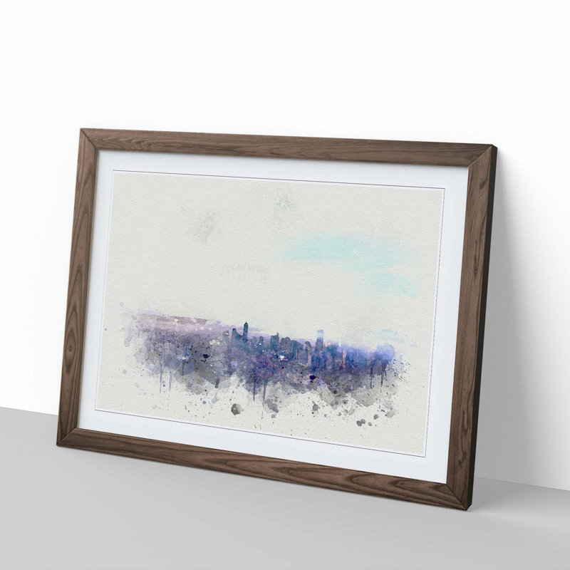 Manila Skyline in the Philippines in Abstract - Framed Print, 40cm H x 60cm W x 2cm D, Walnut