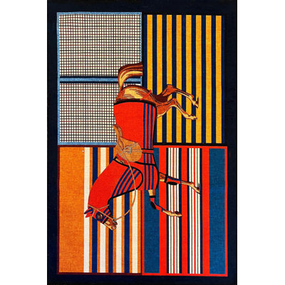 Multicoloured Modern Horse Patterned Woven Floor Carpet