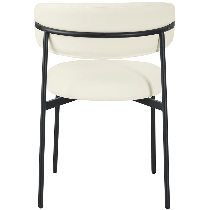 Lupita Upholstered Back Side Chair Dining Chair, Cream Vegan Leather, Matte Black
