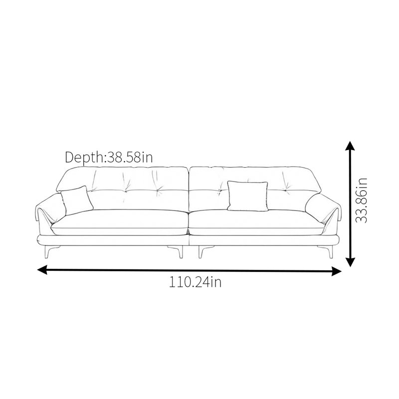 Canapé American Retro, H 33,86 po x l 110,24 po x P 38,58 po