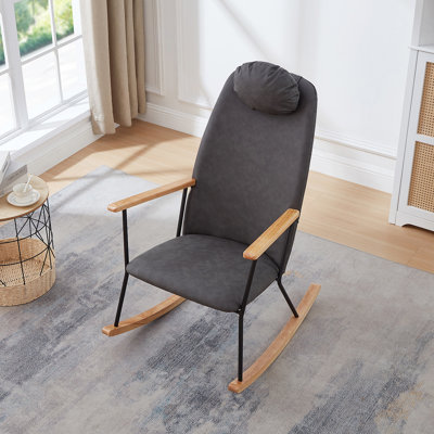 Chaise berçante réglable avec repose-tête, chaise berçante rembourrée en cuir technique avec dossier haut, chaises berçantes modernes, chaise d'appoint confortable pour chambre de bébé, chambre à coucher, salon