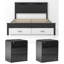 Ensemble de chambre à coucher 3 pièces, 1 cadre de lit rustique de style ferme Queen avec 2 tiroirs et 2 tables de chevet avec station de chargement USB