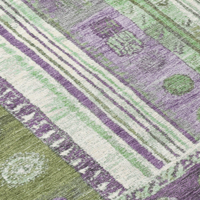 Machine Washable Indoor/Outdoor Xhevrie Purple Rug, Rectangle 1'8" x 2'6"