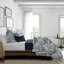 Ensemble d'édredon en coton ivoire / bleu marine Provence-60308534