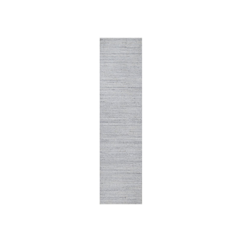 Tapis de couloir moderne tissé à la main 2 pi 6 po x 10 pi blanc Striae