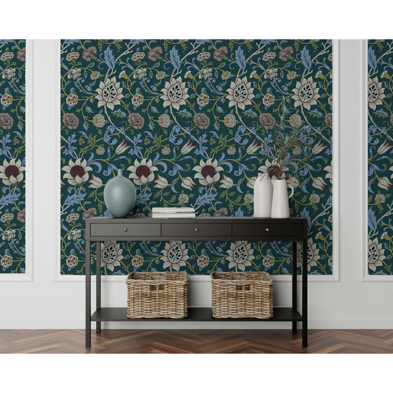 Rouleau de fleurs William Morris, Vert / bleu