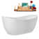 66" Streamline Soaking Glossy White Freestanding Tub and Tray With Internal Drain