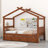 Wooden House Bed with Drawers-479318138