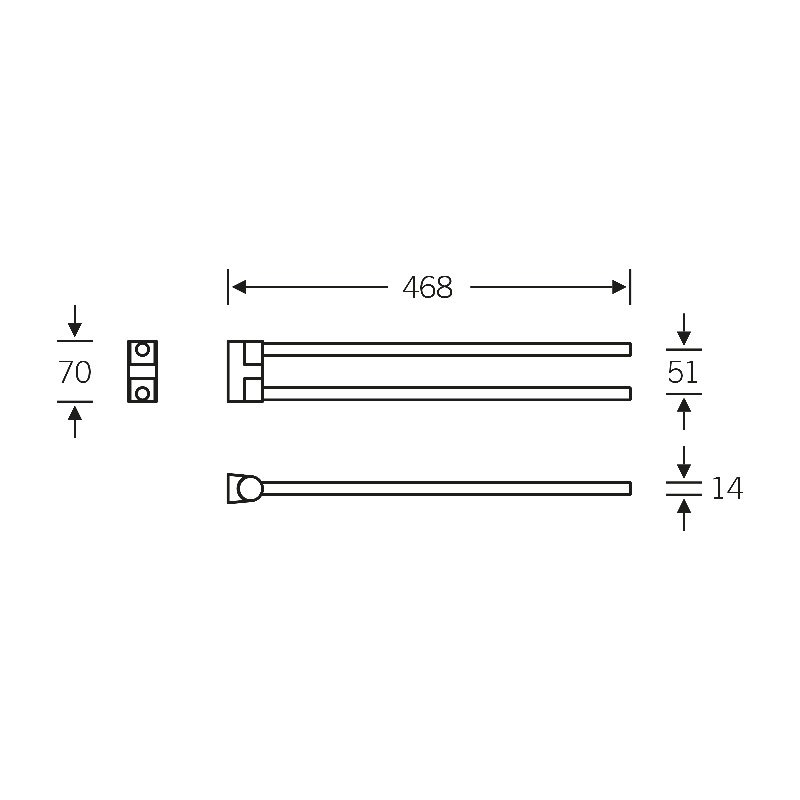 Porte-serviettes double pivotant, Noir