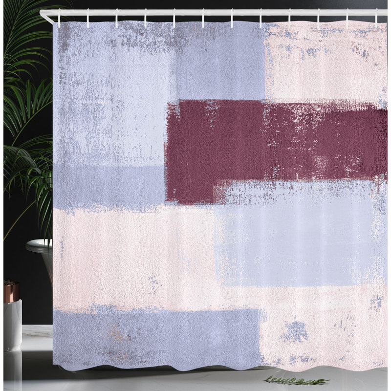 Adrinne Abstract Shower Curtain with Hooks Included, Turquoise Aqua, 70" H x 69" W