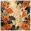 Tapisserie murale arrangement floral orange - Décoration murale fleurs