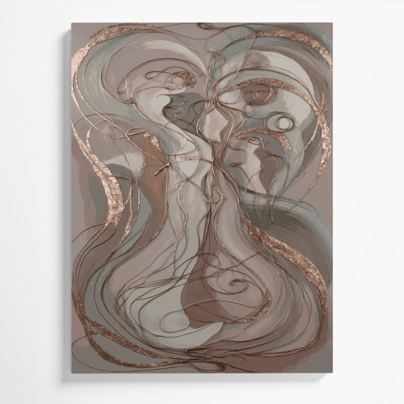 Abstrait art figuratif gris sur toile 96, H 36 po x l 24 po
