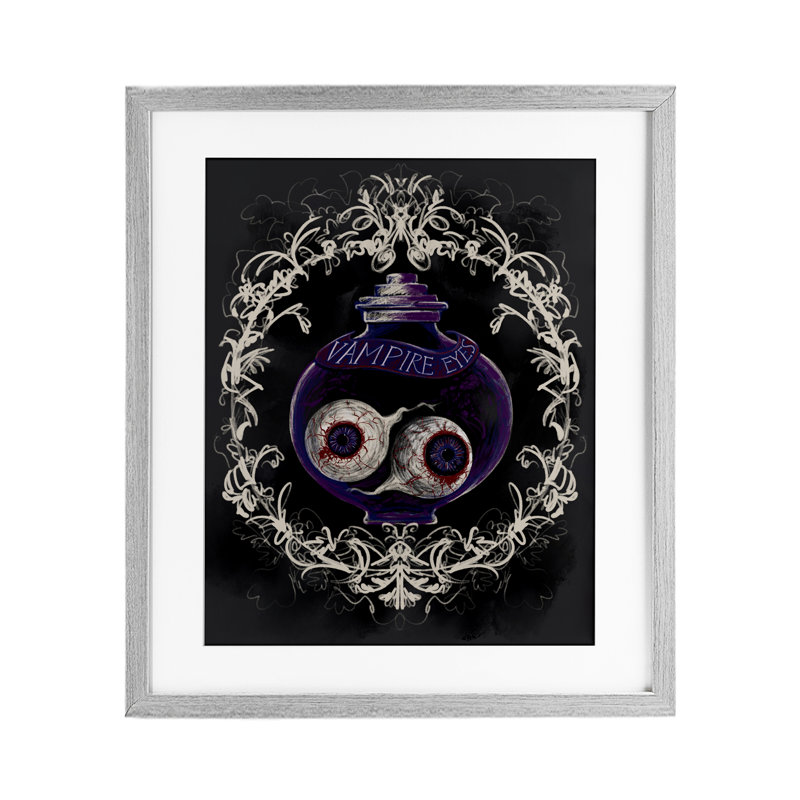 Vampire Eyes, H 21 po x l 17 po, Cadre de ferme gris