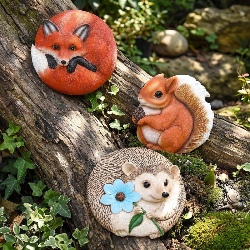 Ensemble de 3 pierres décoratives extérieures pour tremplin de jardin pour trottoir de jardin