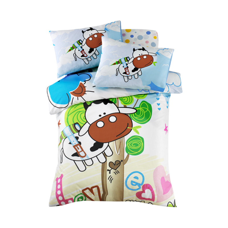 Ensemble de housse de courtepointe Ranforce Baby, 39,4 x 59,1 pouces | 100% coton, 117 fils | Comprend une housse de couette, un drap plat et 2 taies d'oreiller (enveloppe et fermeture à boutons) | Design élégant blanc, crème, orange, noir et vert