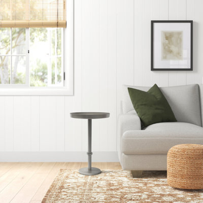 Table de bout latérale de 12 po, base pilier rétro et plateau rond