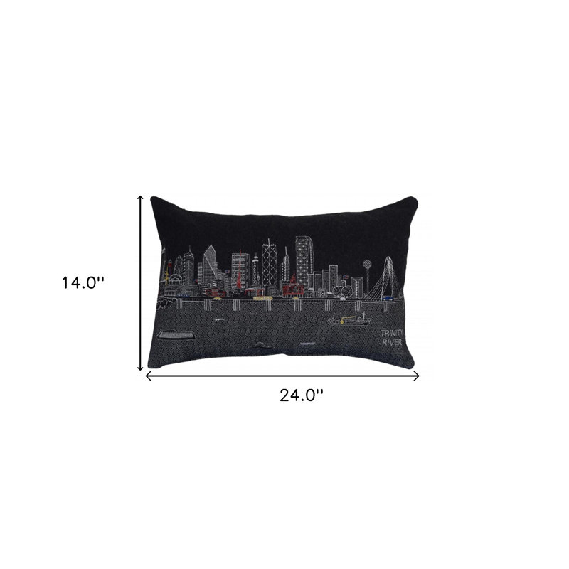 Coussin lombaire 24 po Chicago, Noir mat / rouge