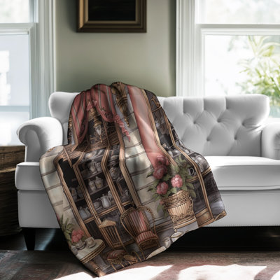 Bistro parisien rose - couverture en sherpa de qualité supérieure 1 pièce - reproduction d'art luxueuse