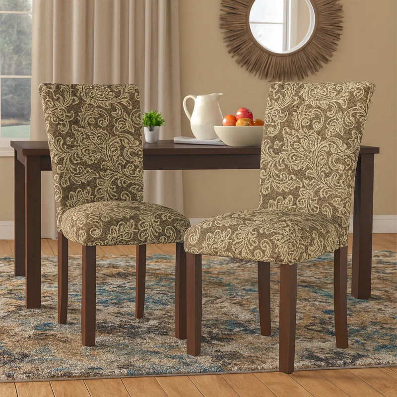 Chaise parsons rembourrée Michaelson , Brun, Mélange de polyester brun floral