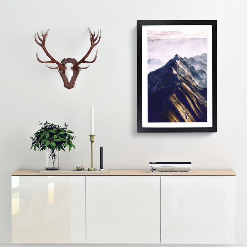 Mountain Ridge in Switzerland - Picture Frame Painting Print, Black Framed, 33cm H x 24cm W x 2cm D
