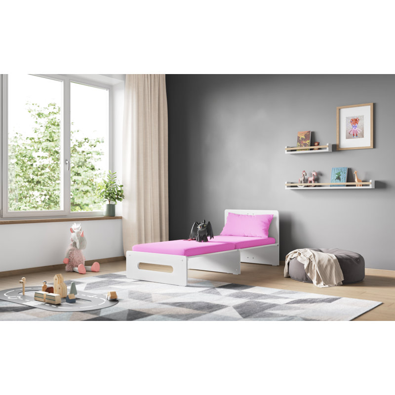 Koffler 90 x 190 cm Loft Bunk Bed with Built-in-Desk, Hot Pink